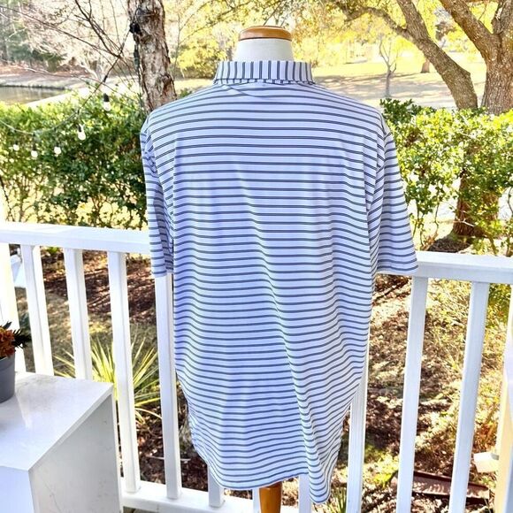 Peter Millar Summer Comfort Striped Polo Shirt. Size XL. White/navy. - Picture 4 of 7